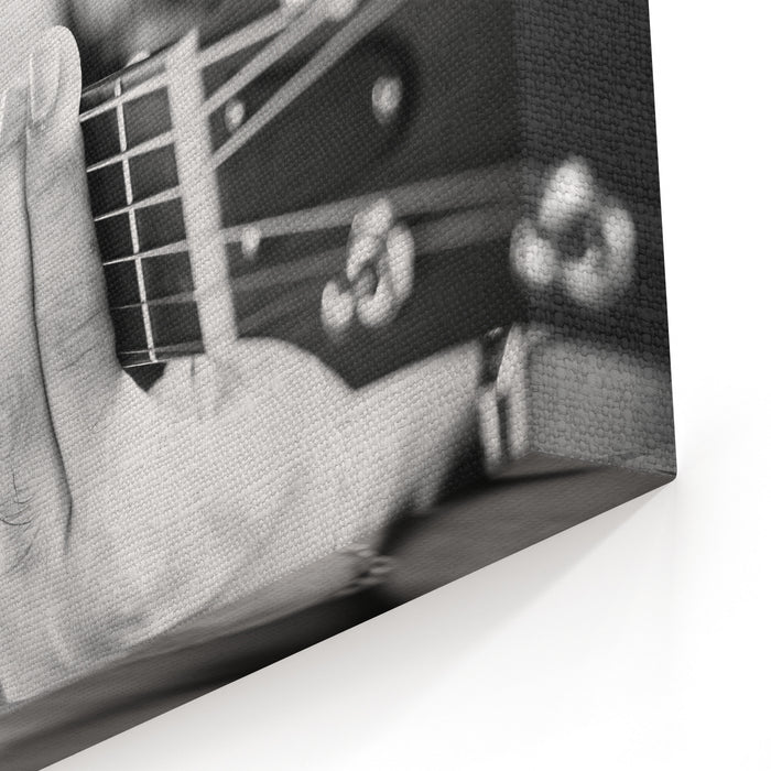 Playing Guitar Close Up Selective Focus Image Black And White