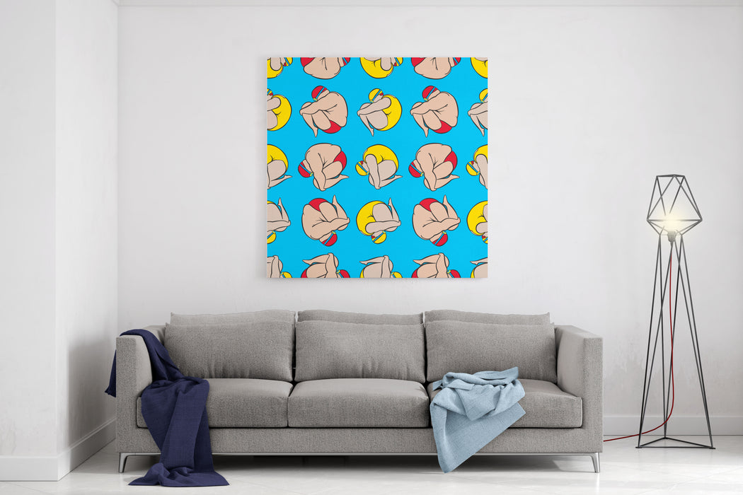 Swimming Guy And Girl Spinning Seamless Pattern Canvas Wall Art Print