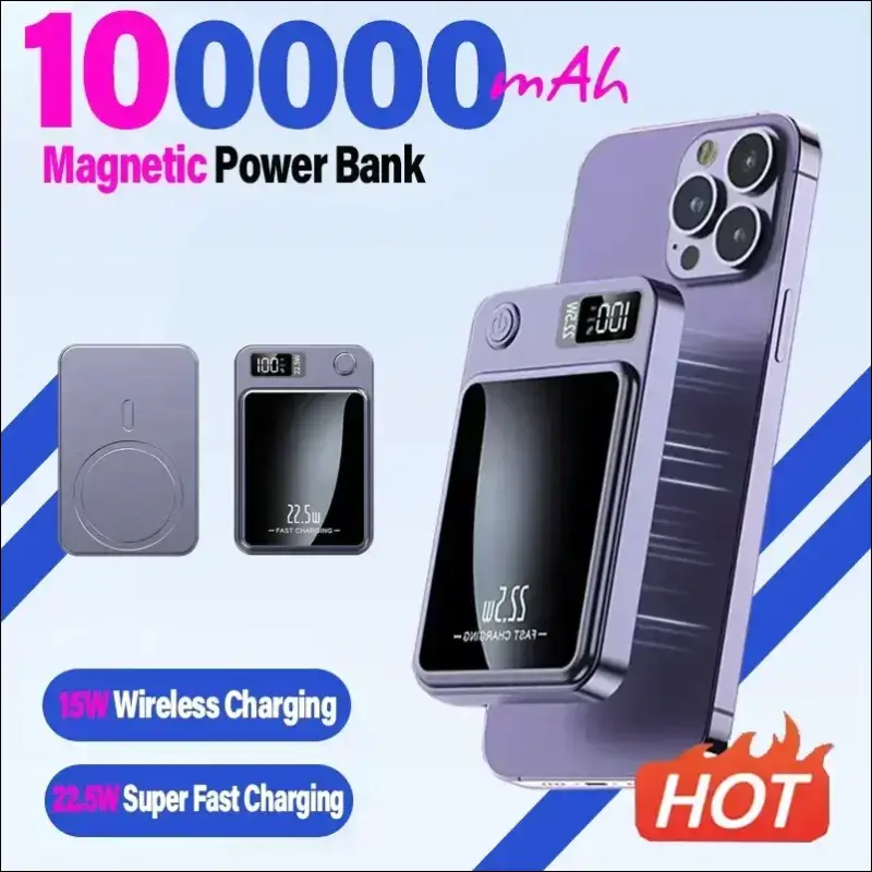 Magnetic Power Bank 100000mAh with Super Fast Charging capability