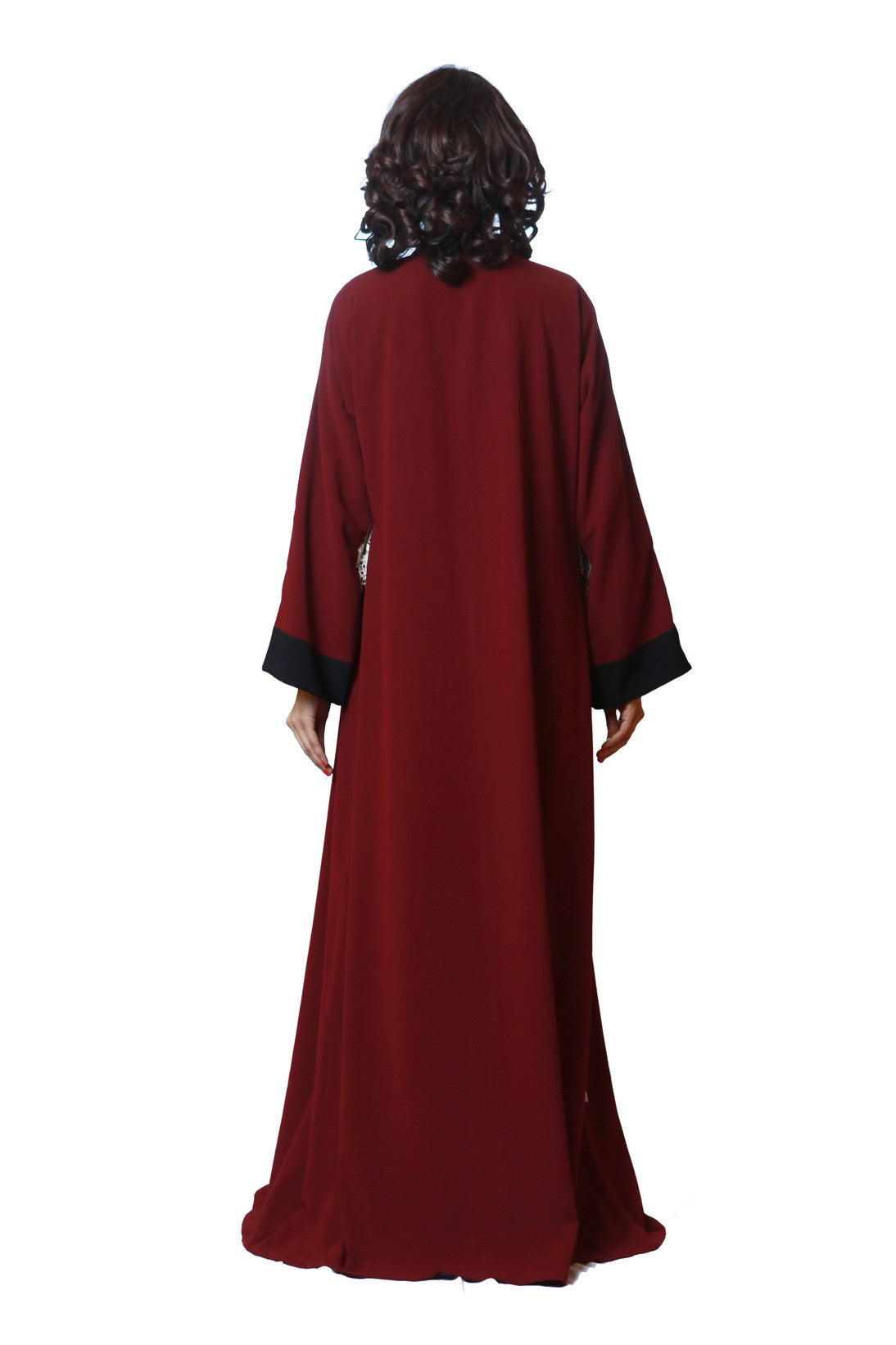 CW-AB-121 Maroon Open Abaya - Chenille Boutique – Chenille Boutique ...