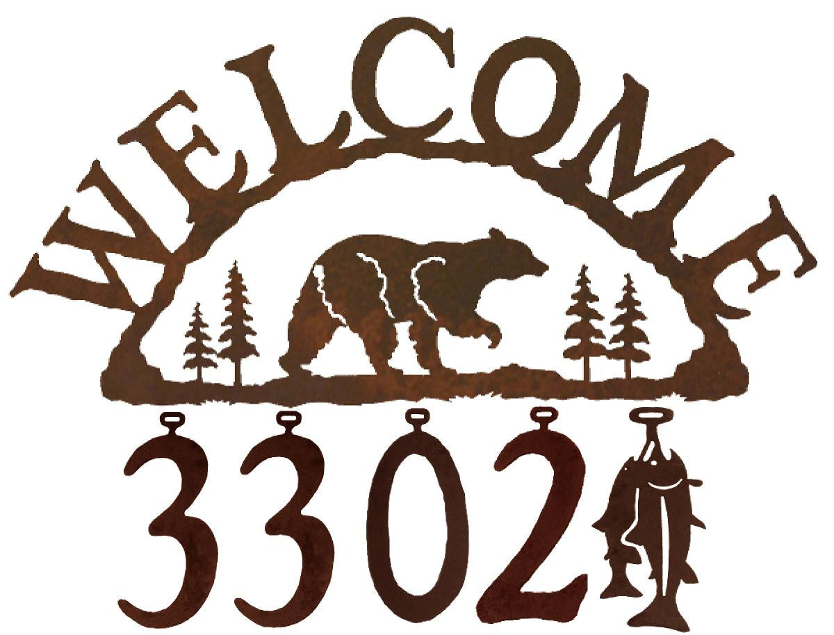Shop Now  Bear Handcrafted Welcome Address Sign