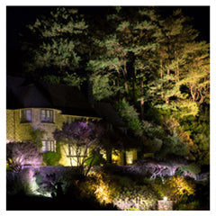 National Trust house at night