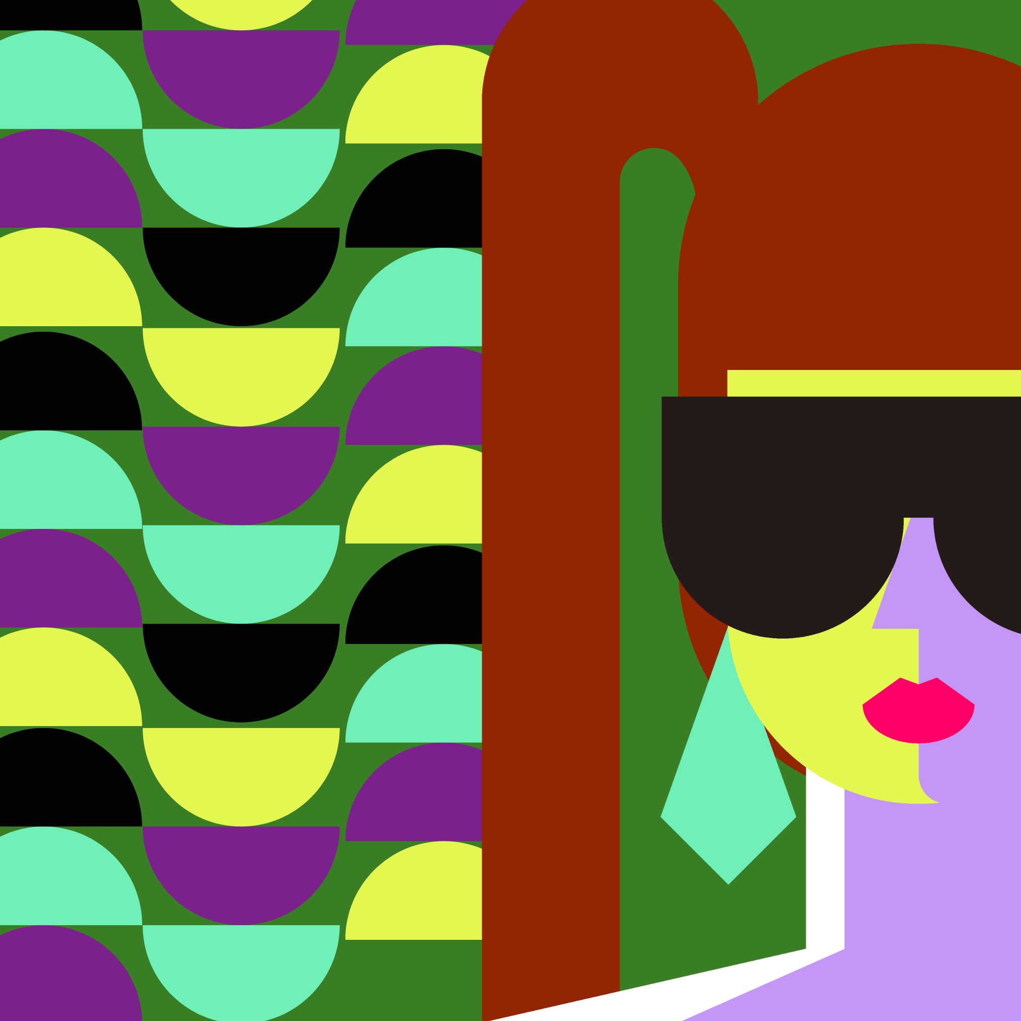 hip girl with glasses with bauhaus shapes