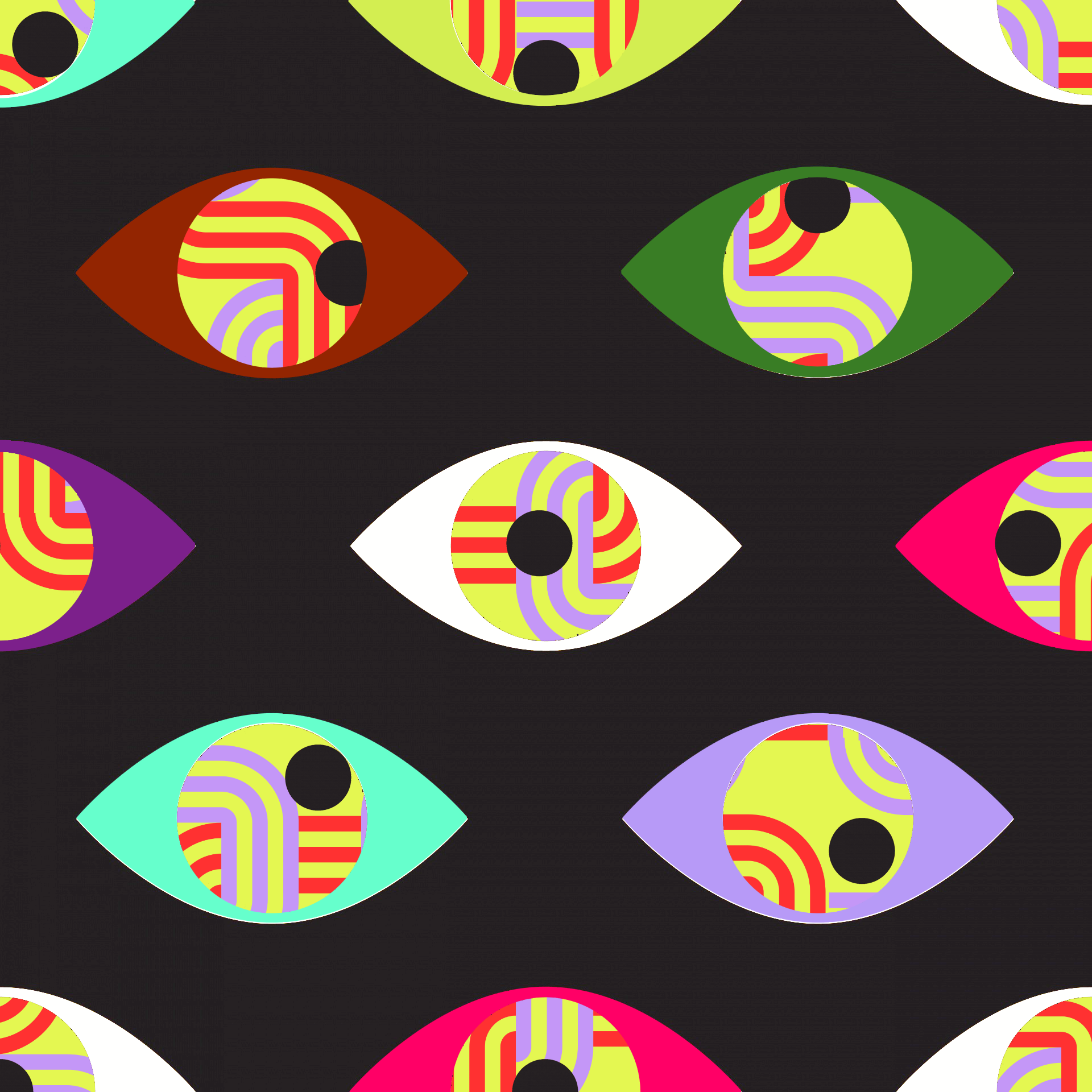 different color vector eyes with a pattern in the middle to match article