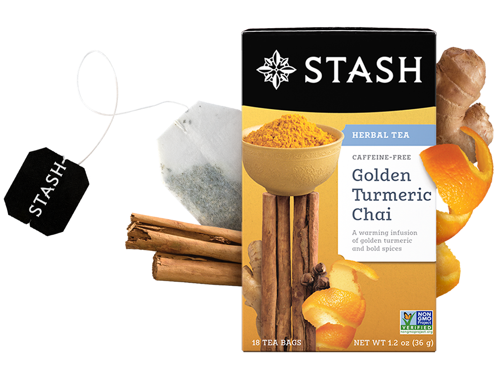 Golden Turmeric Chai Herbal Tea Bags | New Turmeric Tea | Stash Tea