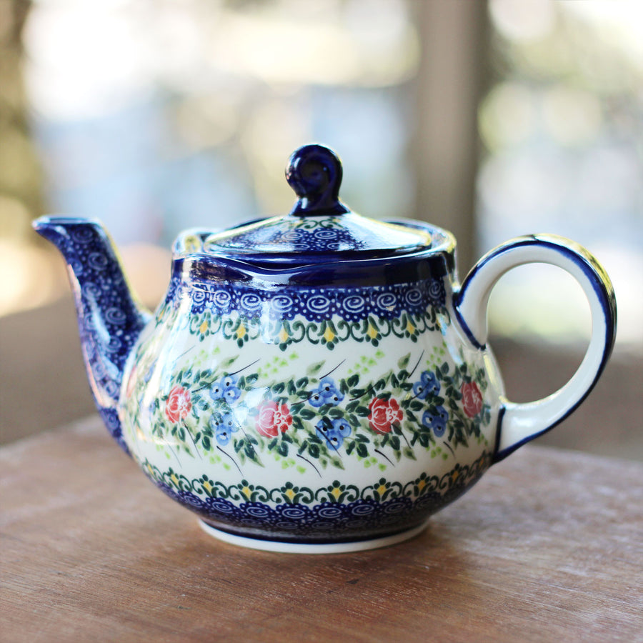 Polish Pottery Blueberries and Roses Teapot | Stash Tea