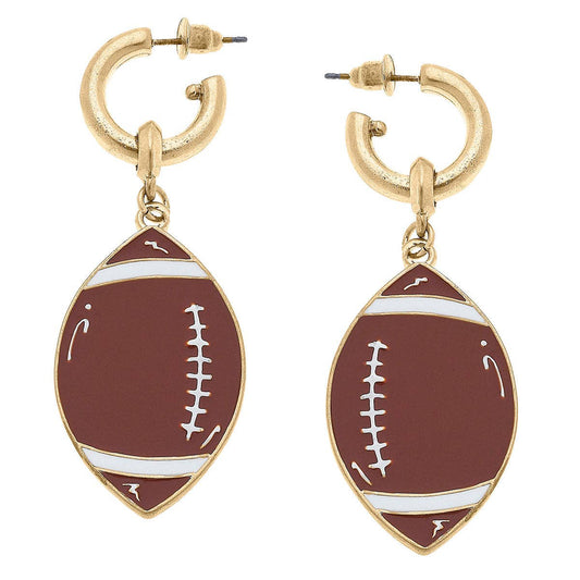 Game Day Football Helmet Enamel Earrings in Burnt Orange