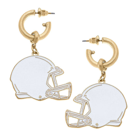 Game Day Football Helmet Enamel Earrings in Burnt Orange