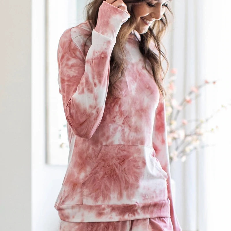 Apparel- Hello Mello Dyes The Limit Lounge Hoodie Blush