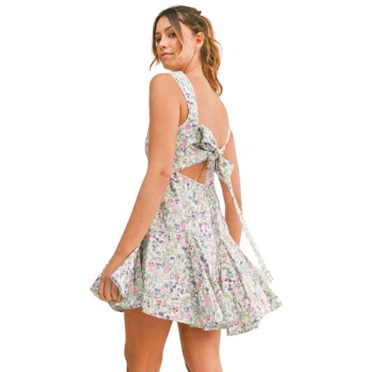 Apparel - Mabel Sleeveless Floral Bubble Hem Mini Dress