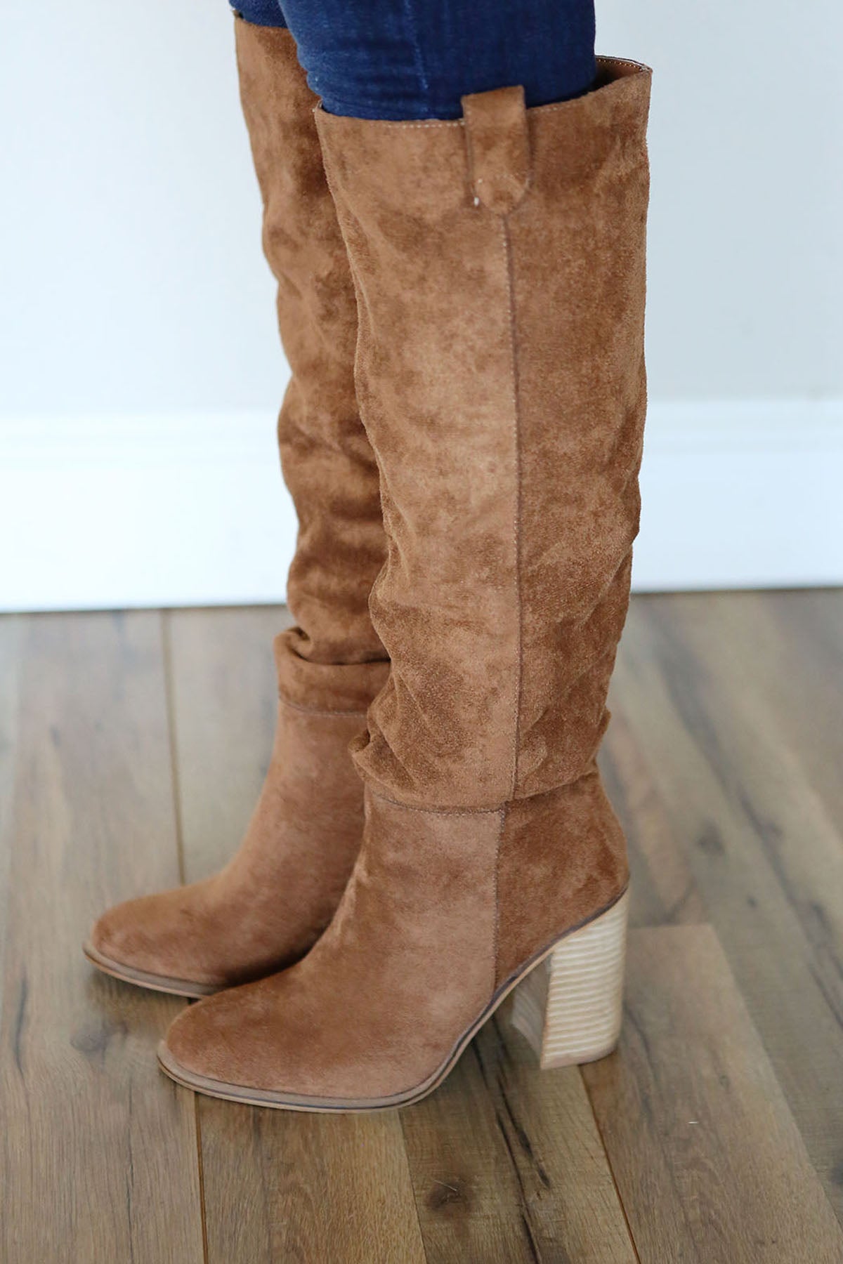 slouchy camel boots