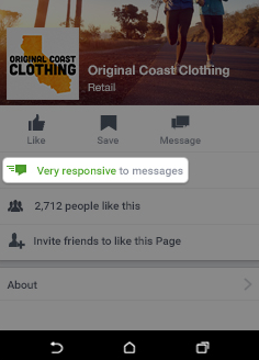 Page responsiveness badge on Facebook