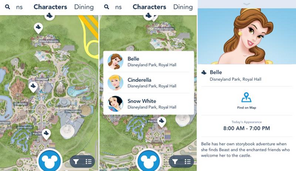 Disneyland characters live interactive map