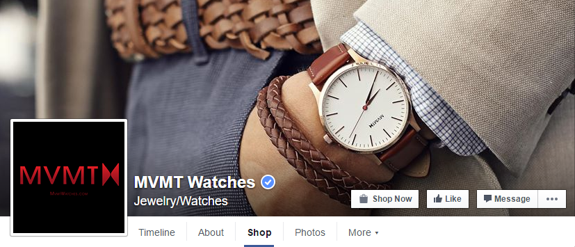 Screenshot of MVMT Watches Facebook's page