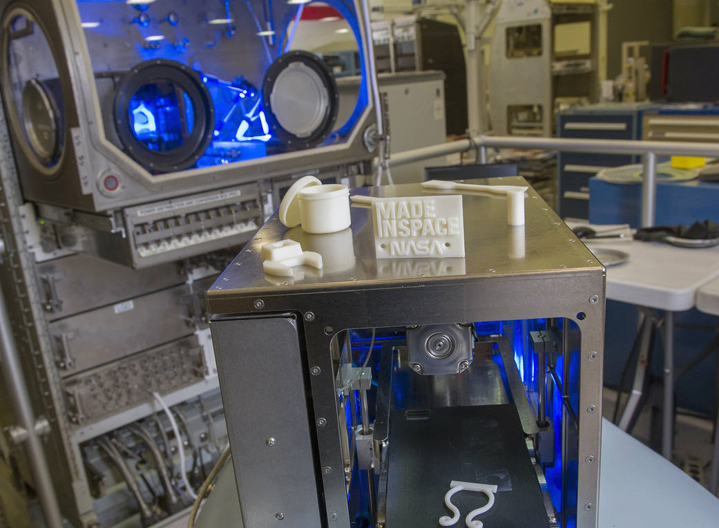 Pictures of 3D printed objects that were printed in space