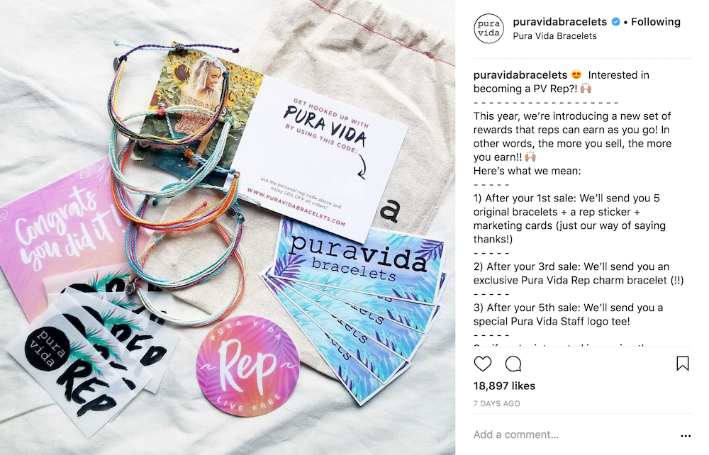 Example of micro-influencers on Instagram rep program