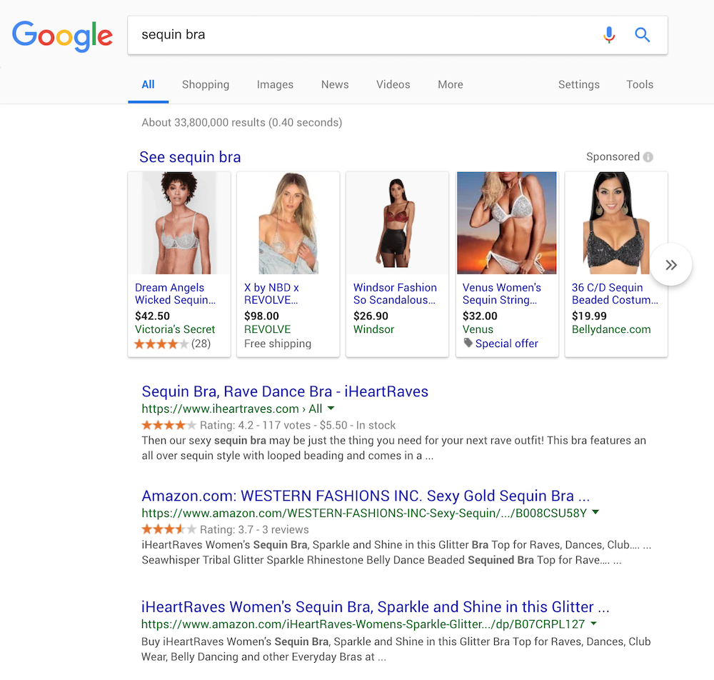 Sequin bra search result