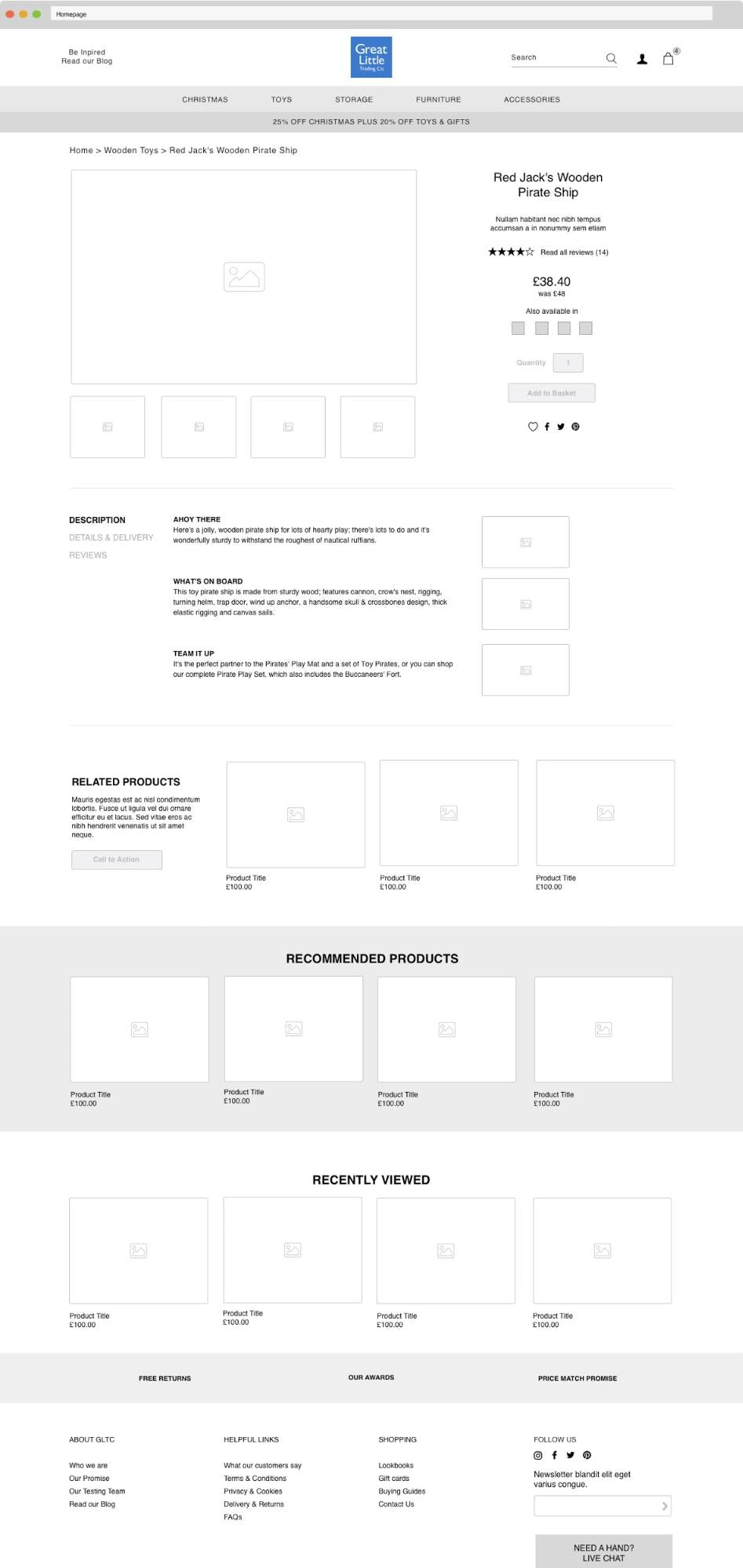 GLTC's wireframe for migrating ecommerce platforms