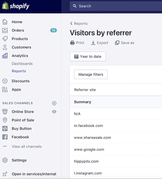 Using Shopify's Visitors by referrer to understand customer psychology in ecommercec