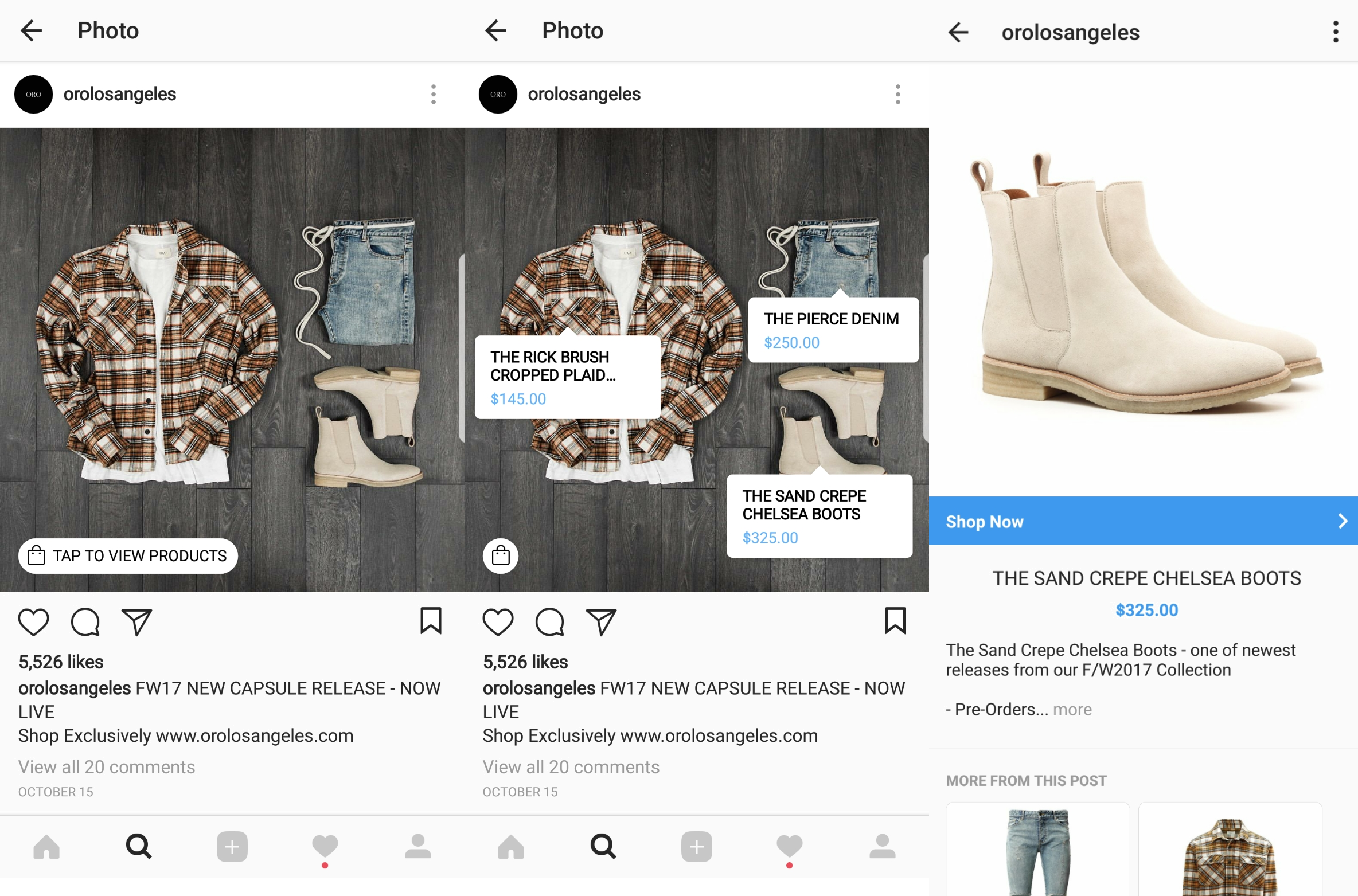 Shopping on Instagram example
