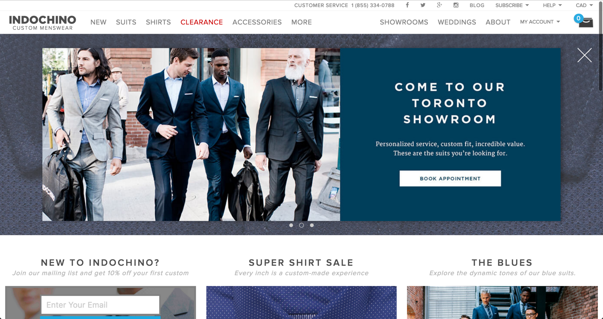 Indochino doesn't need or feature a search bar.