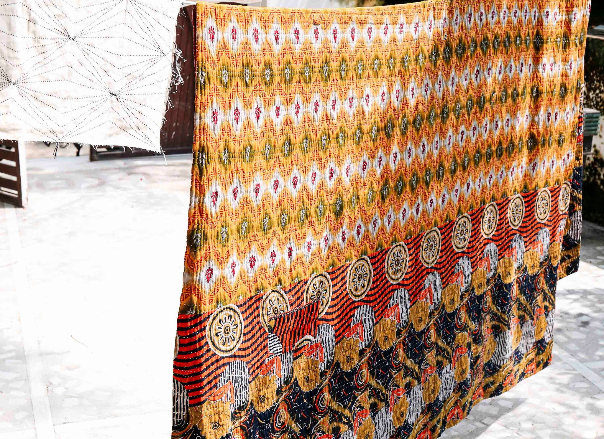 Indian Cotton Scrap Fabric  Vintage Kantha Quilt and Throws