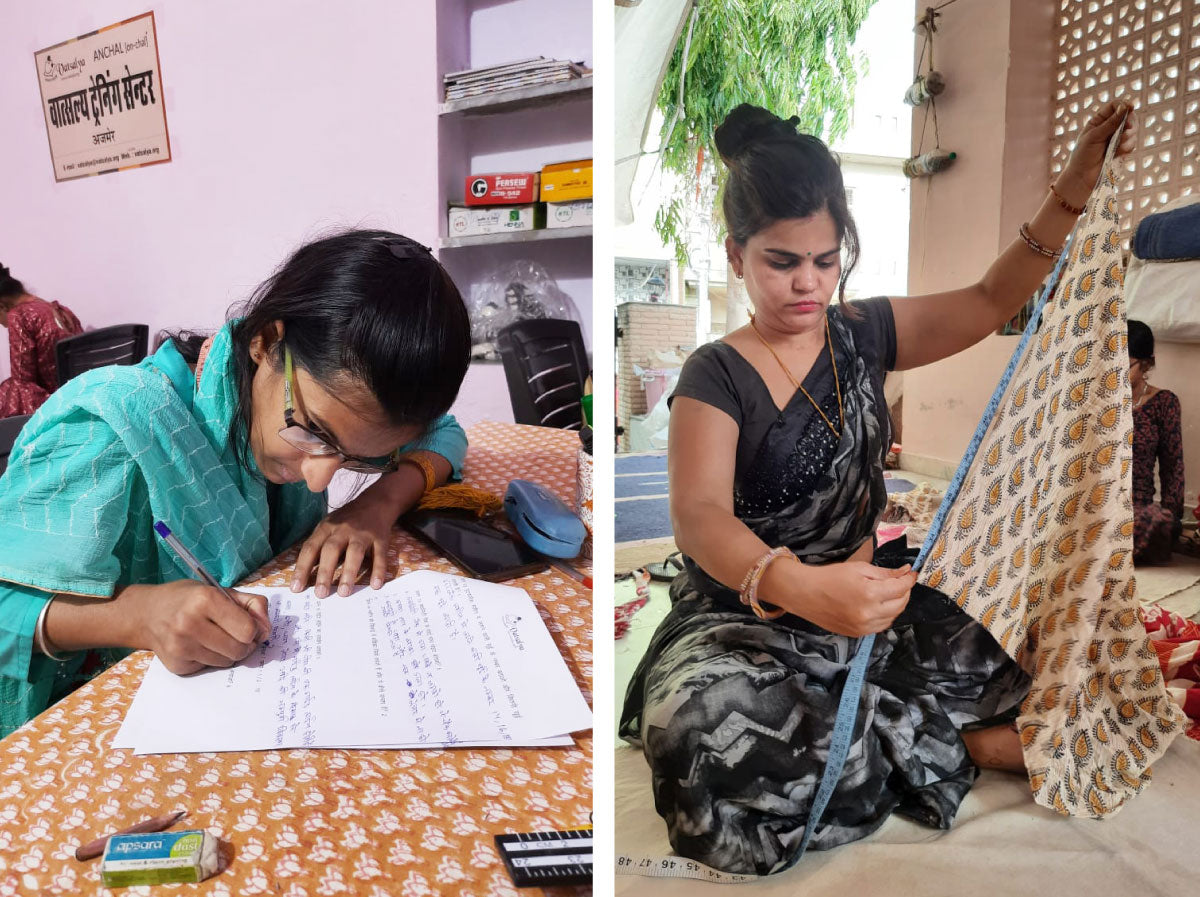 Women taking final exam to pass the seamstress assessment to become a project assistant