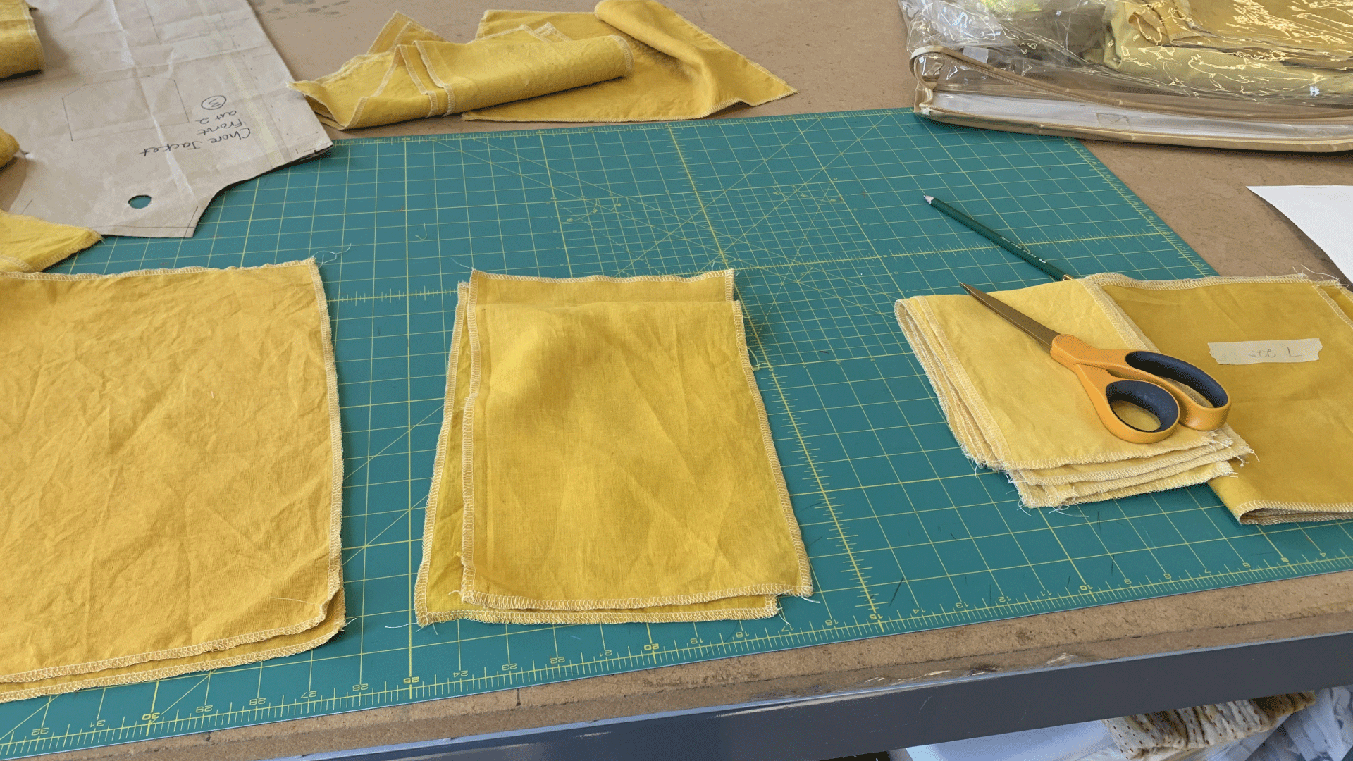 dyeScape pillow production using naturally dyed linen