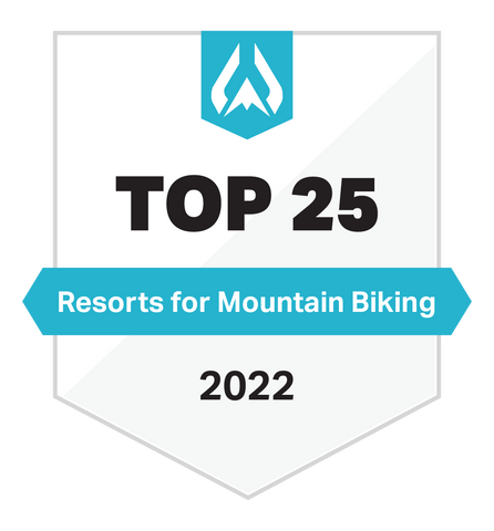 Badge describing the top 25 resorts for mountain biking