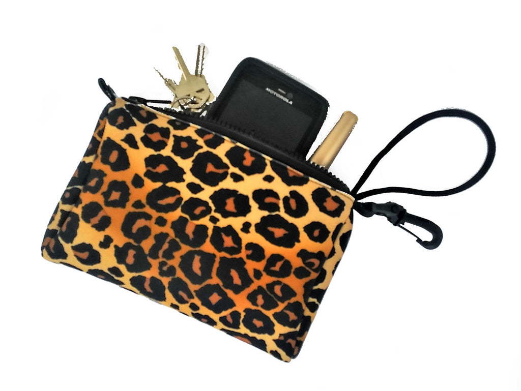 Wristlet Neoprene Bags Leopard Animal Print – DeckBagZ