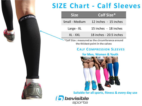 Calf Compression Sleeves - Black - BeVisible Sports - For Men & Women ...