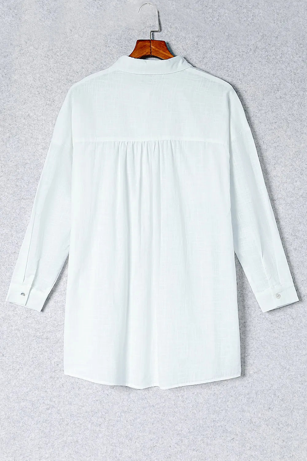 Button-Up Longline Shirt with Breast Pockets Trendsi