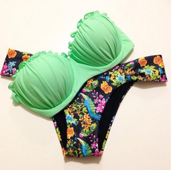 HOT TWO PIECE GREEN SHELL BIKINIS – tourtownbeach