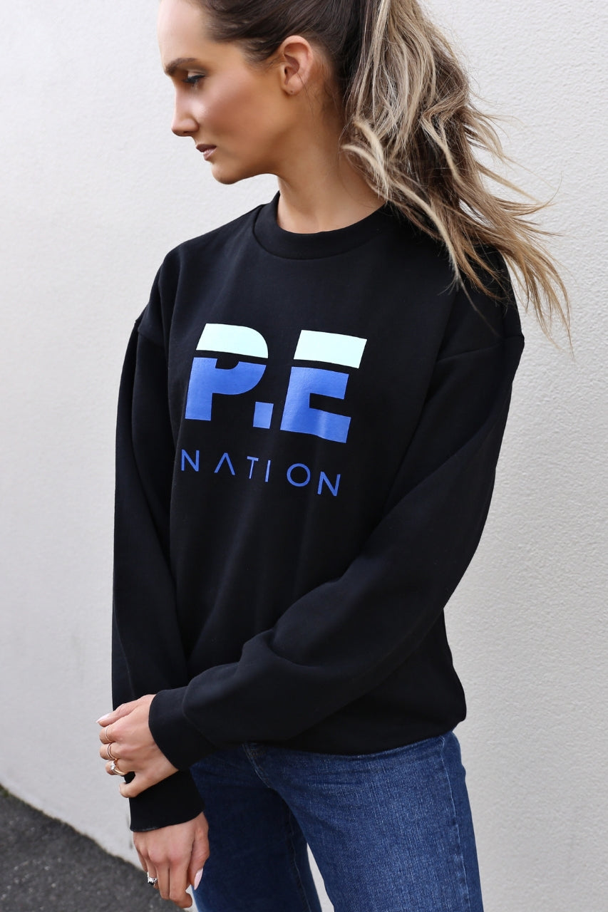 pe nation heads up sweater black