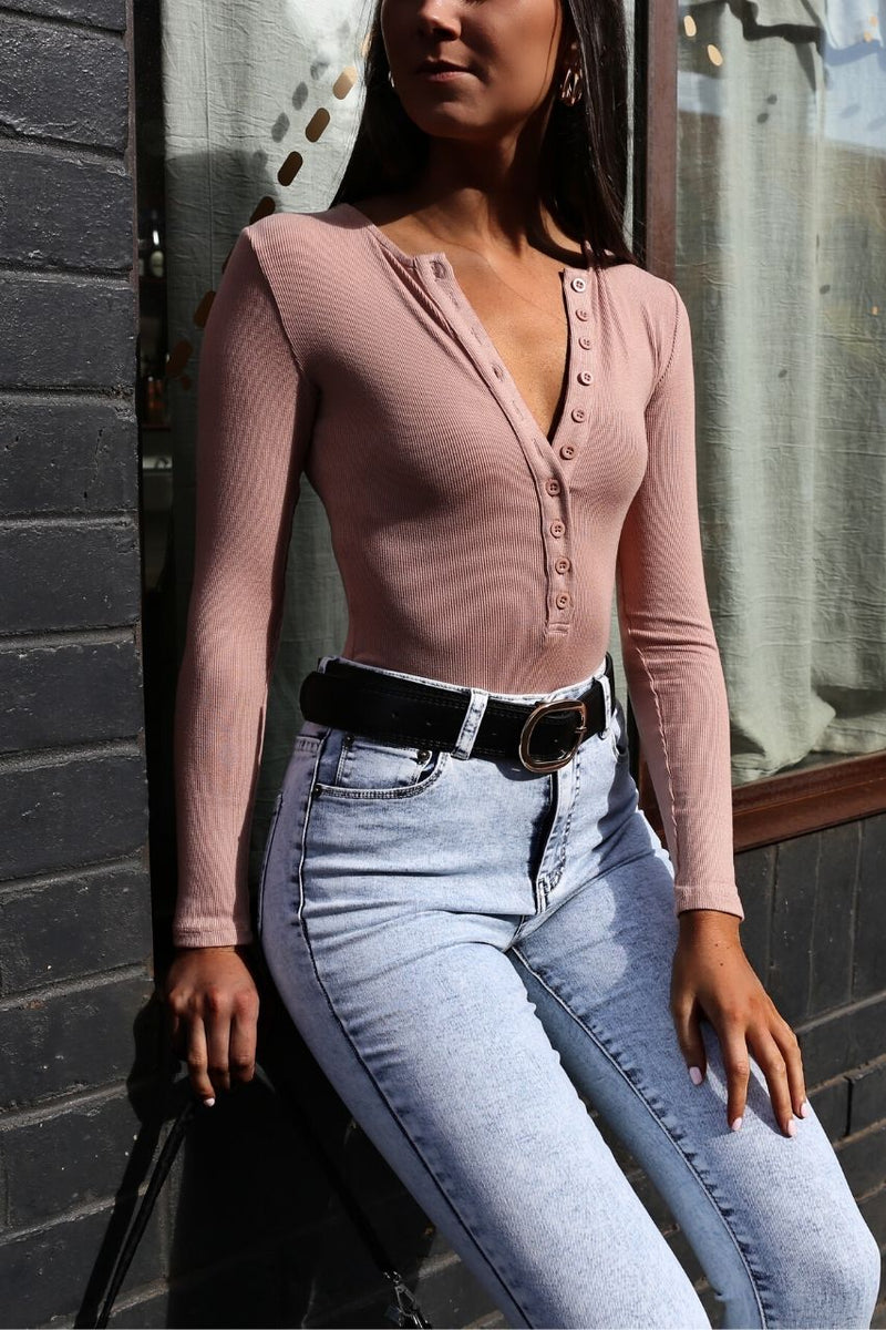 long sleeve button down bodysuit