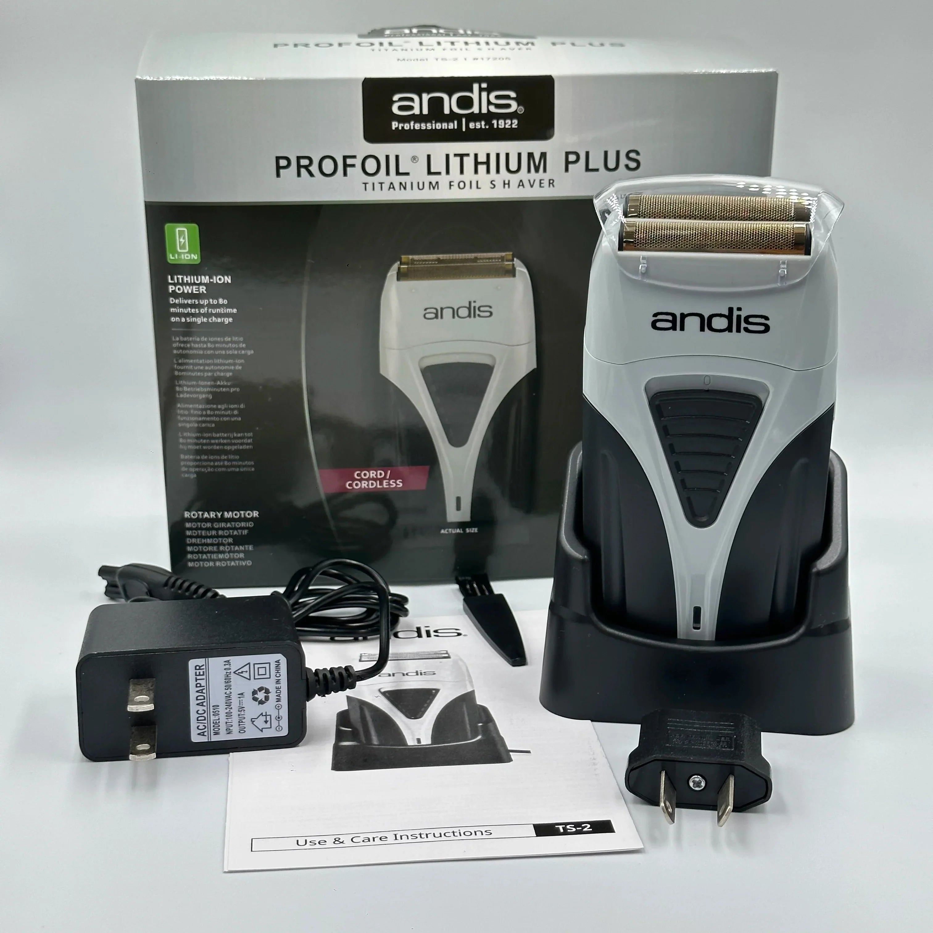 Original Andis Profoil Lithium Plus 17200 Barber Hair Cleaning Electric Shaver For Men Beard Stubble Razor Bald Shaving Machine