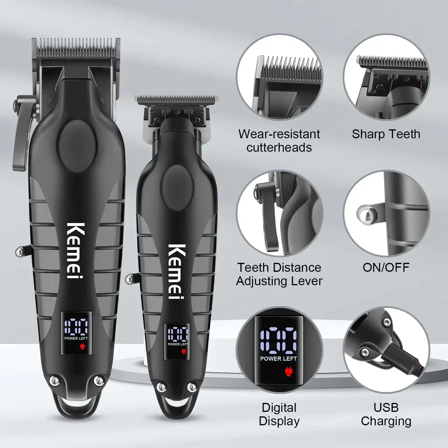 Kemei KM-2290 KM-2293 KM-T95 New Professional Cutting Machine Electric Shaver Hair Trimmers With LCD Display Men's Hair Clipper