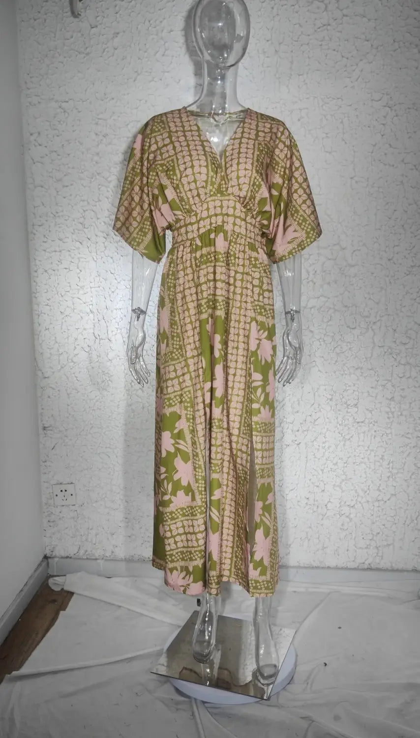 Boho Printed Batwing Dress – Soulful Style | same ANTHEM