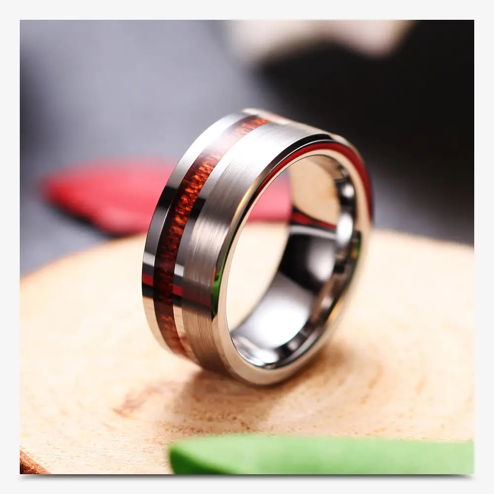 Tungsten Wood Grain Ring for Men – same ANTHEM. Soulmate Streetwear Jewelry