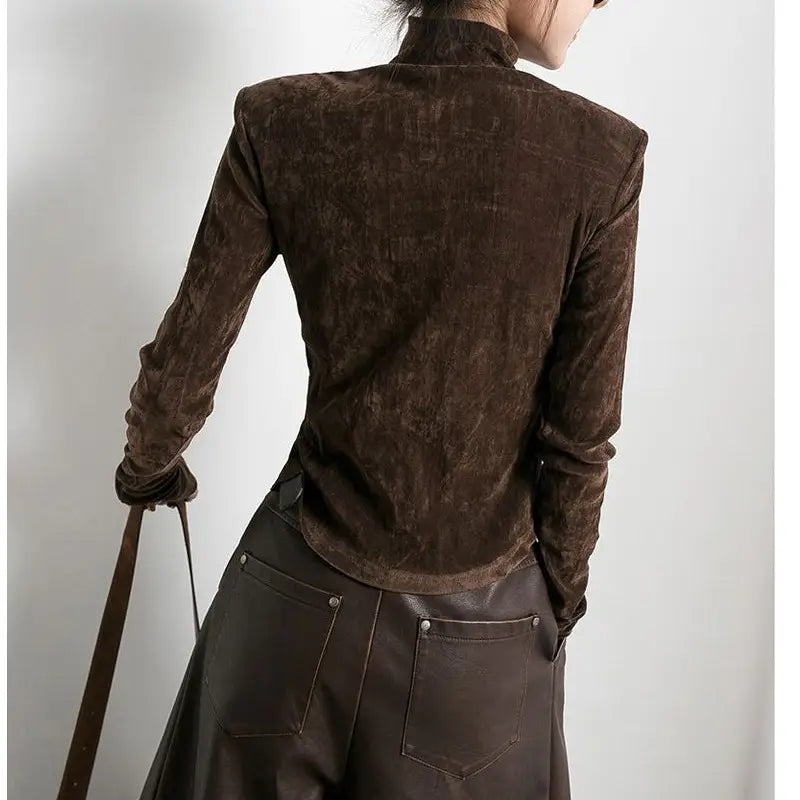 Velvet Half Turtleneck Top – Casual & Elegant | same ANTHEM
