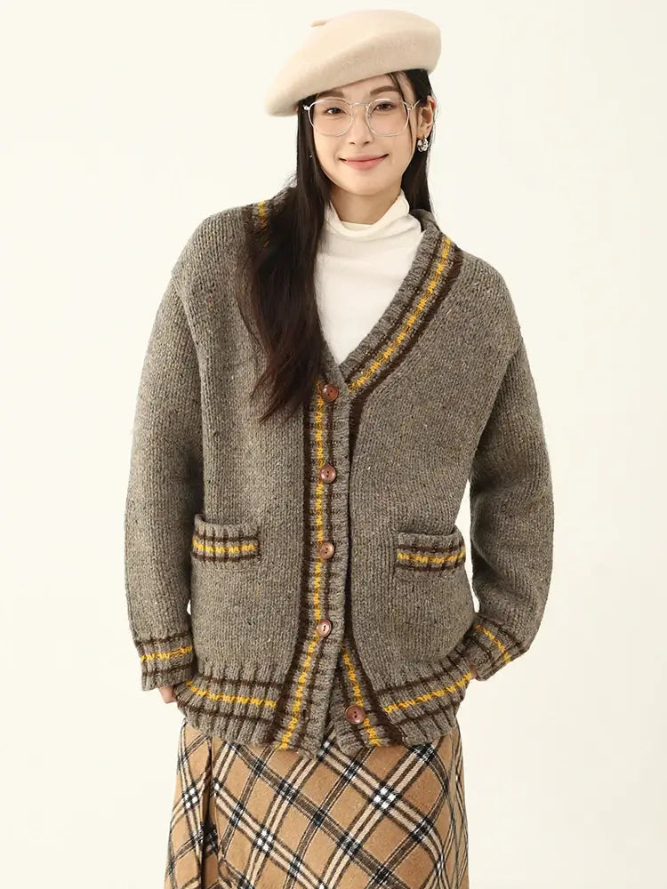 Vintage Chic Contrast Knit Cardigan – same ANTHEM | Dreamy Soulmate Style