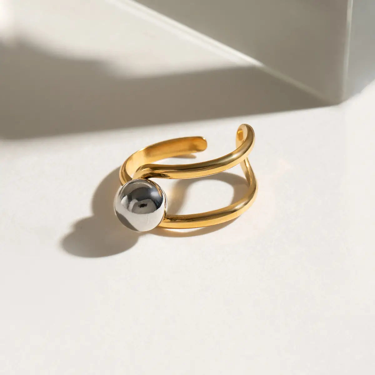 Gold & Silver Matching Line Ring | Minimalist Soulmate Jewelry | Same Anthem