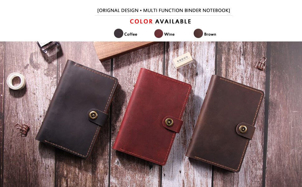 A6 ring binder leather journal travel notebook
