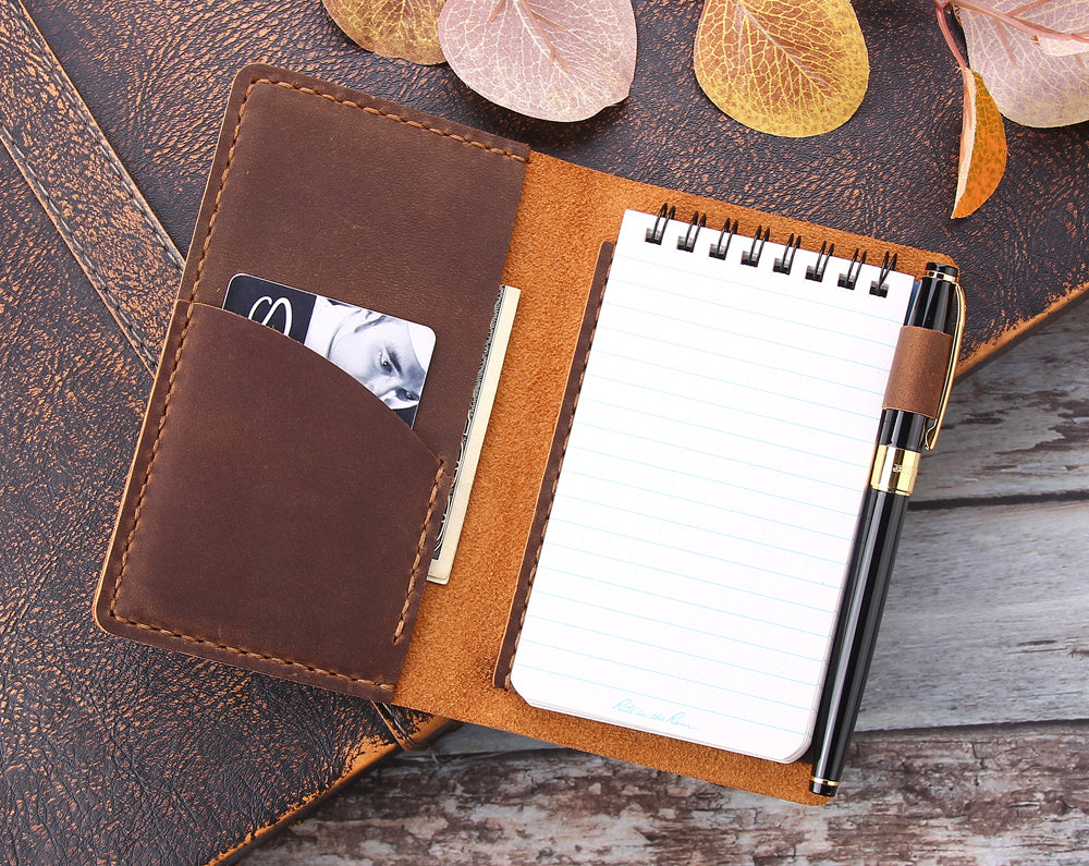 Robrasim Top Bound 3"x5" Memo Notebook Genuine Leather Cover f | Robrasim