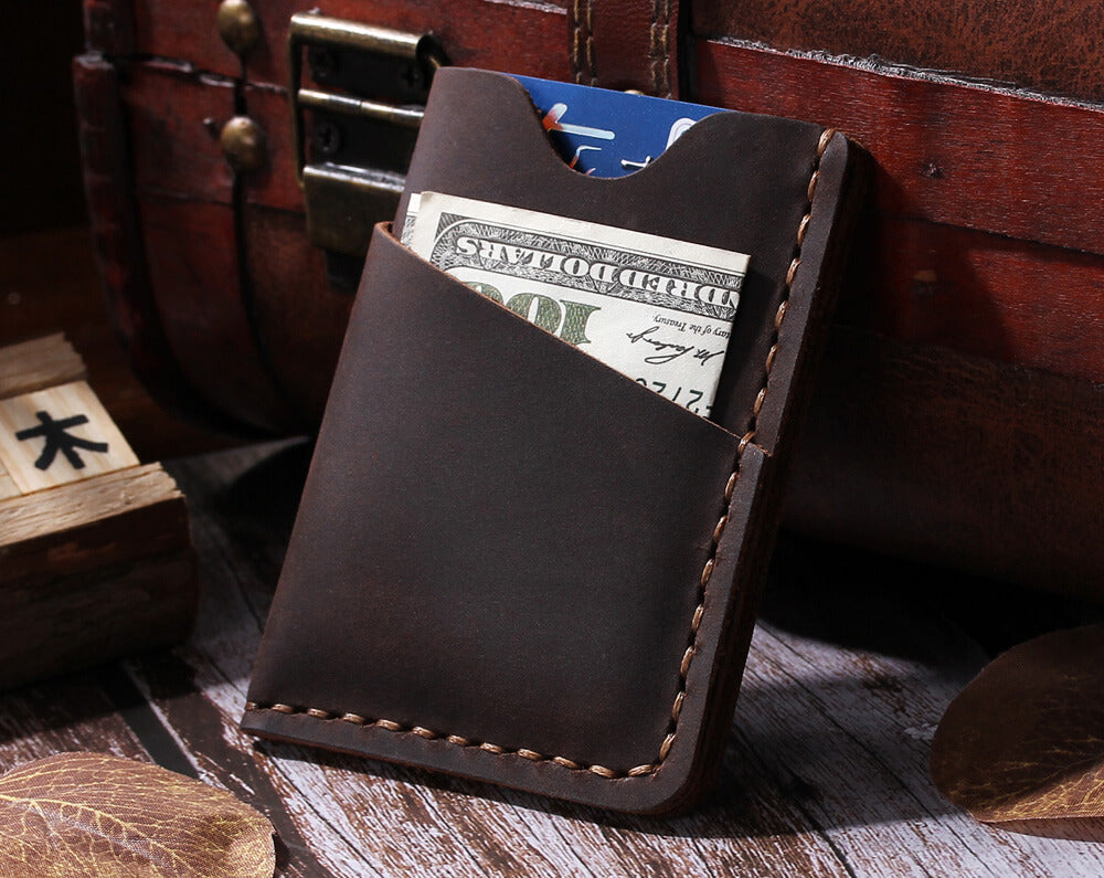 Vintage Minimalist Leather Card Wallet 