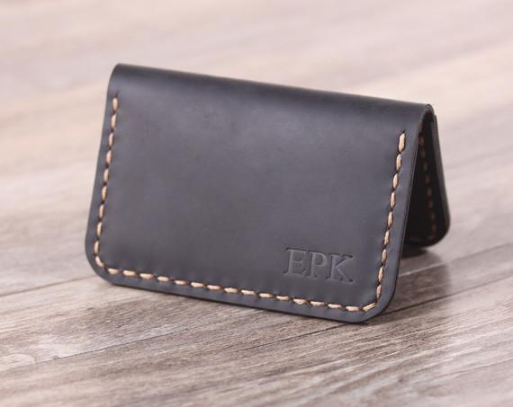 engraved leather business card holder