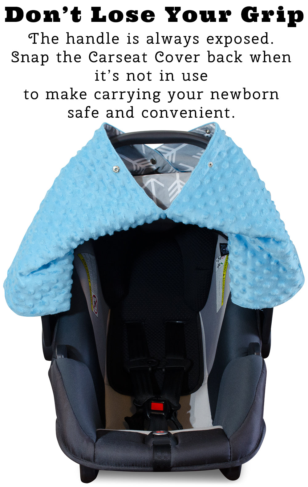 Arrow Car Seat  Canopy  with Blue Dot Minky and Peekaboo 