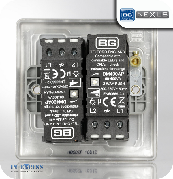 BG Nexus Metal Double Dimmer Light Switch - Brushed Steel ... decorative lighting wiring diagram 