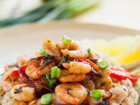 Thai prawns with ginger and spring onion