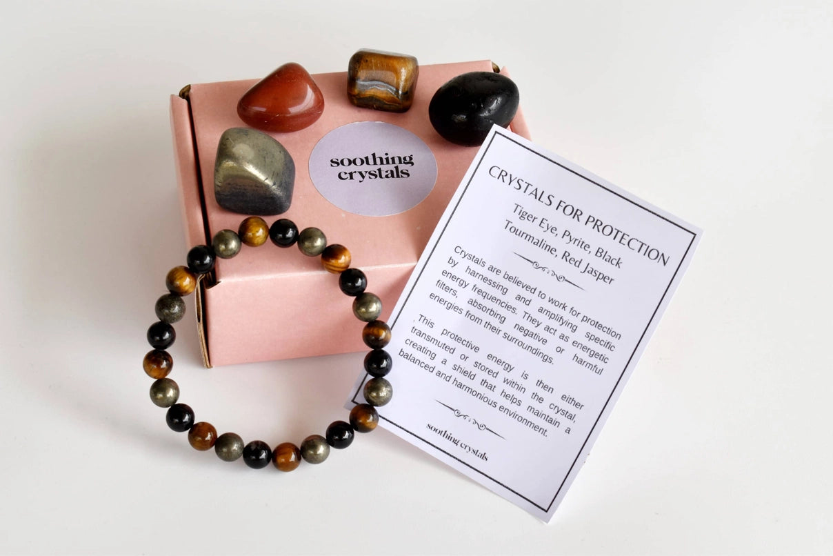 Tumbled Stones & Bracelet Gift Set, Protection FB1305 🔮 chalice guiding seekers toward deeper knowledge